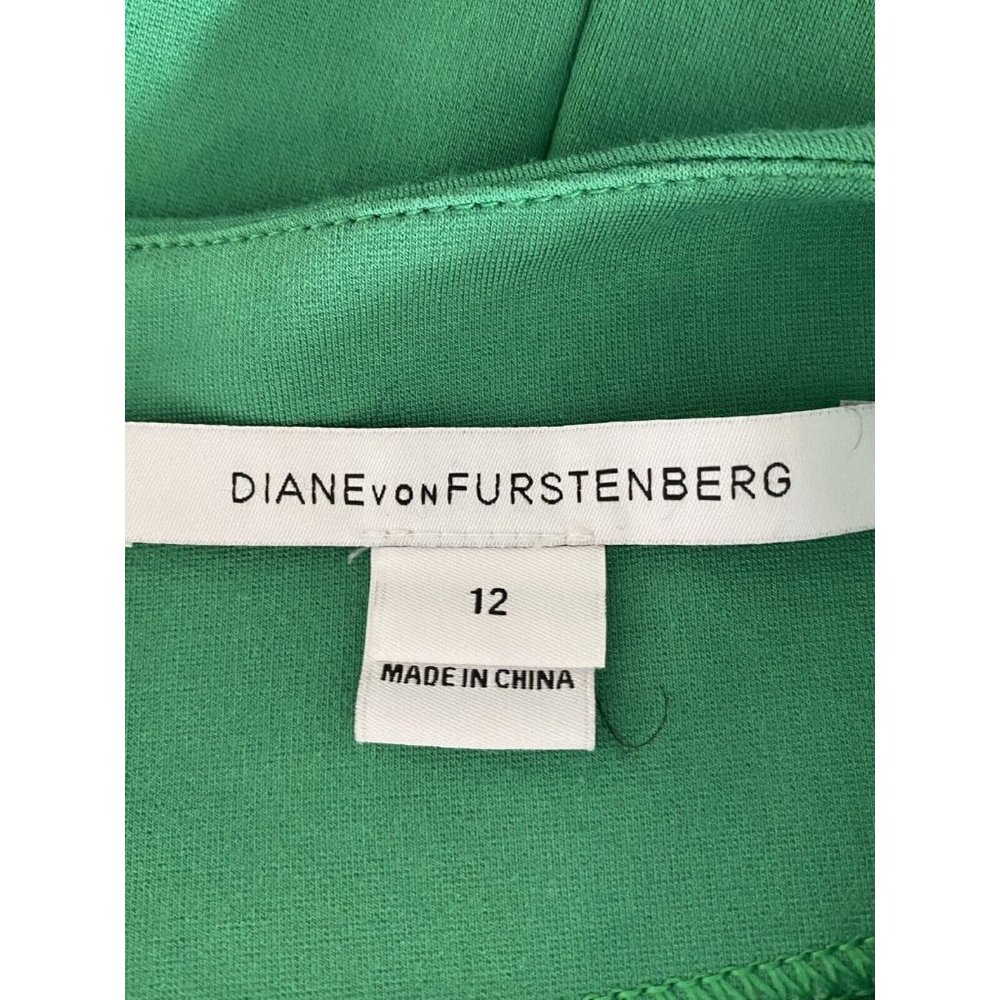 Diane Von Furstenberg Jaelyn Shamrock Green Sleeveless Flounce Hem Dress Size 12 - Picture 7 of 10